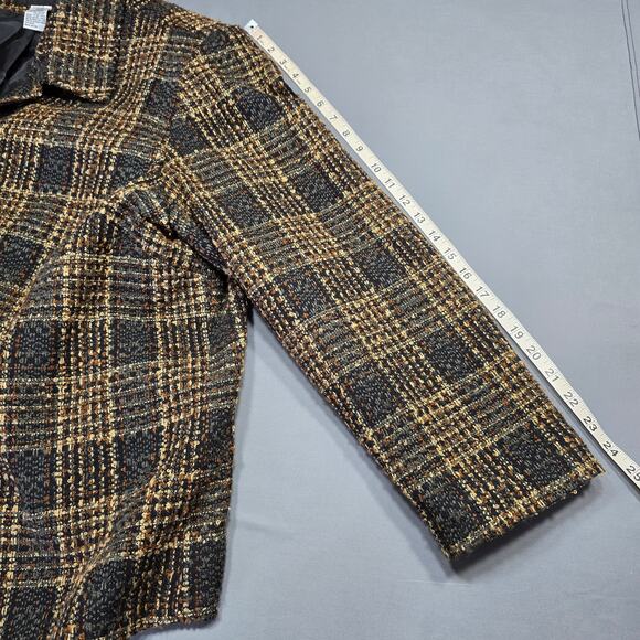 Sag Harbor Brown Jacket Preppy Plaid Long Sleeves Button Up Womens Size 24W Coat - Picture 6 of 11